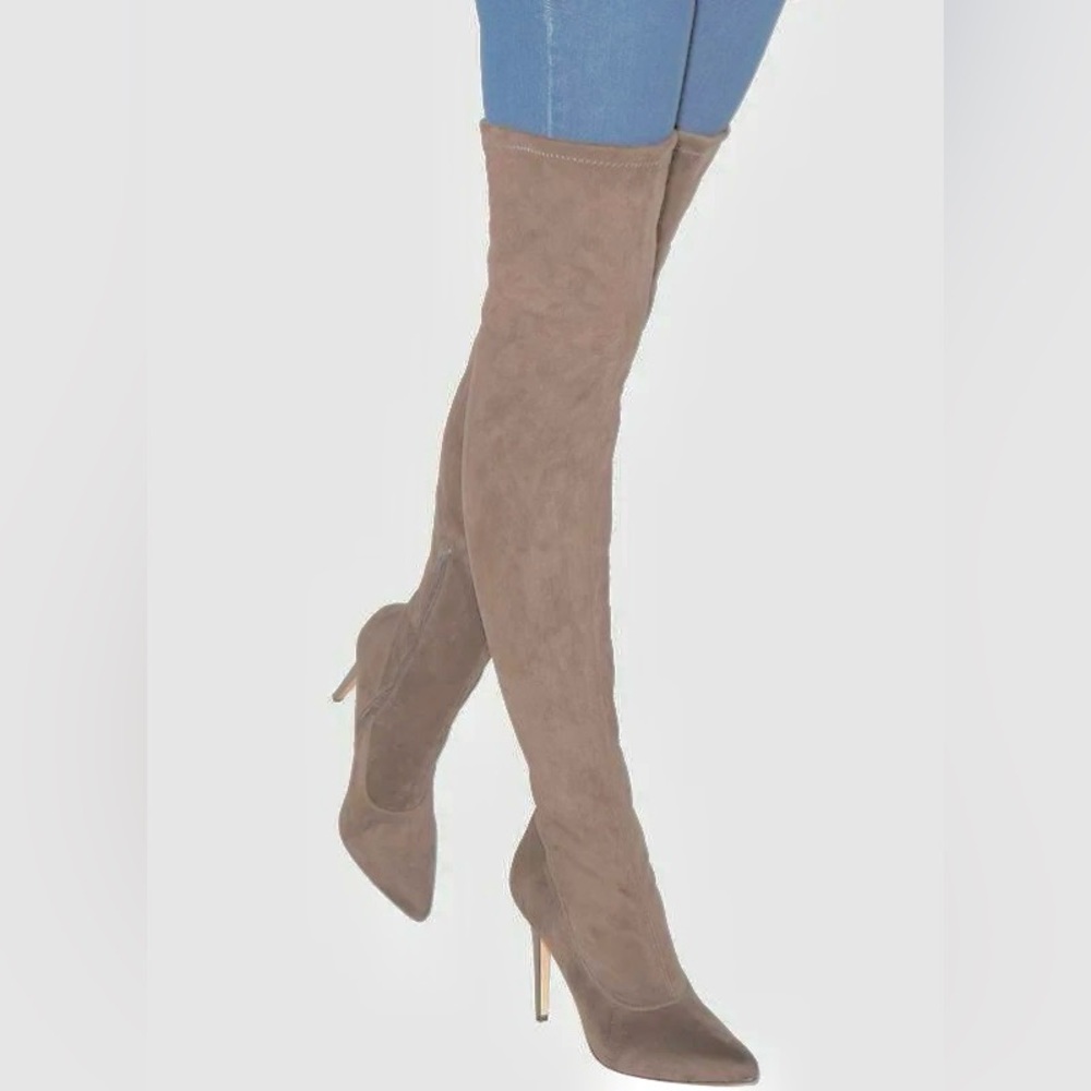 Tan/Taupe Over the Knee Boots with Stiletto Heel and Pointed Toe *BRAND NEW*